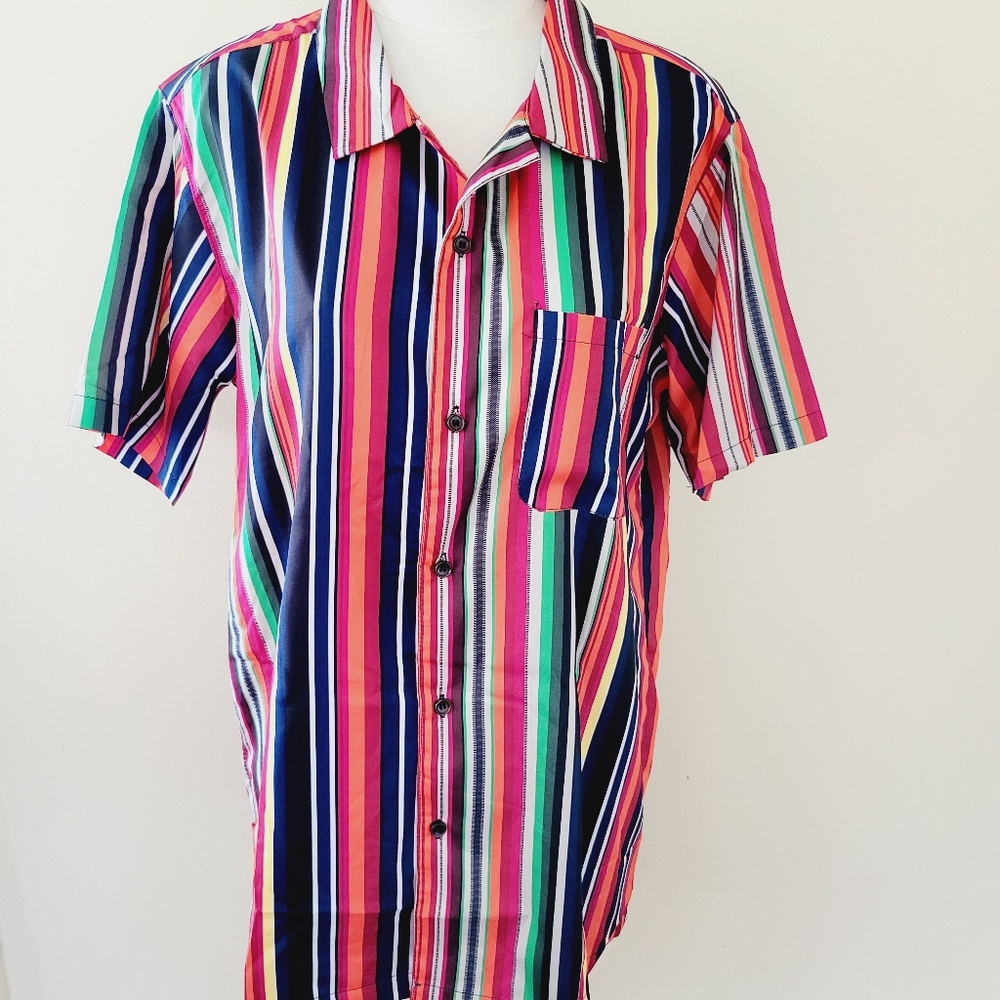 Zaful multicolored striped button down size small